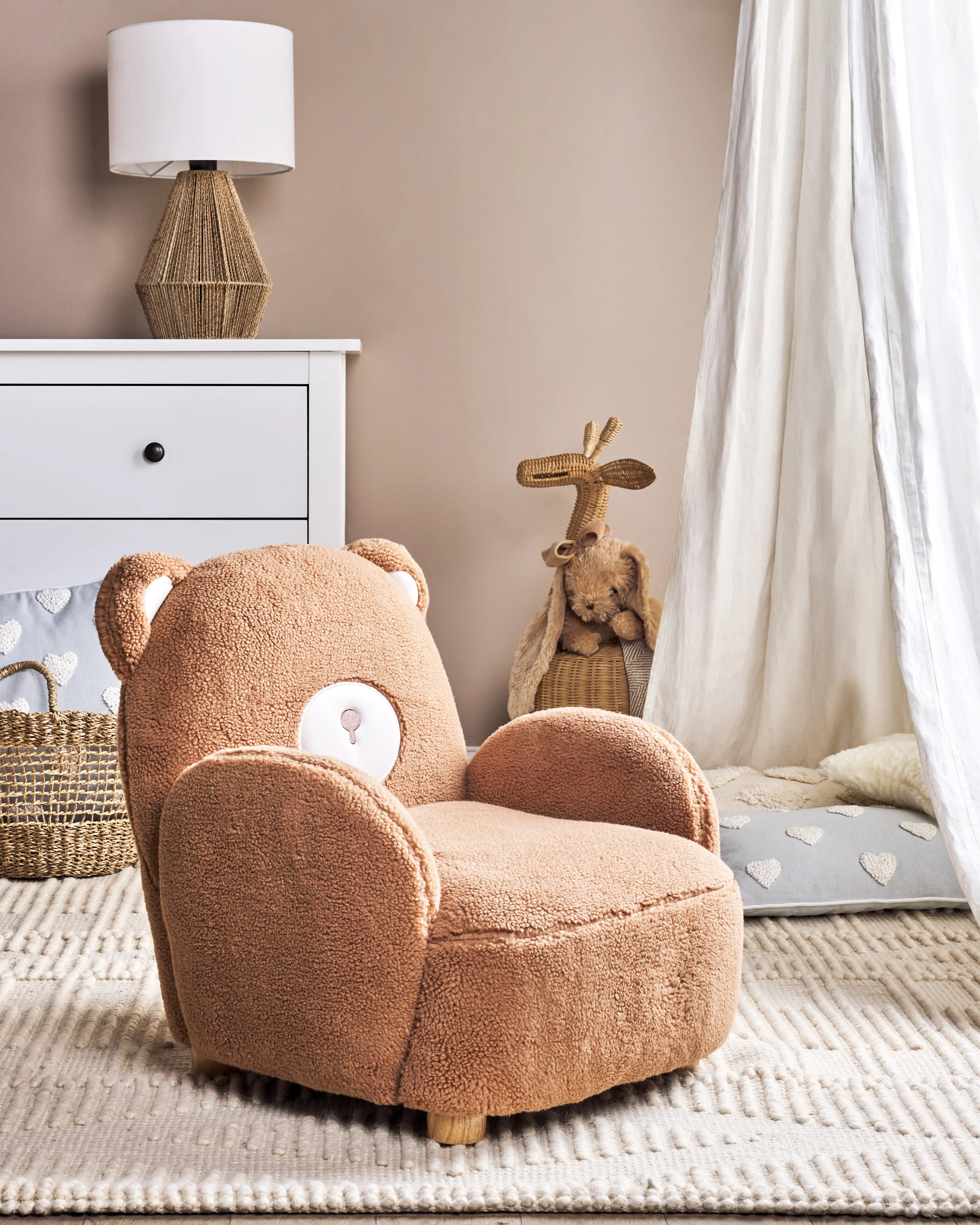 Kids Armchair Teddy Bear BOO Boucle Brown