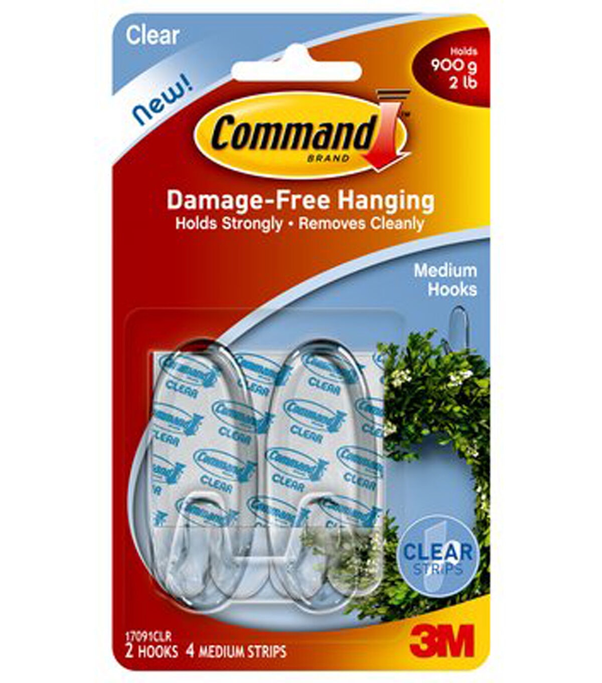 Command 2lbs Medium Clear Hooks & Strips 6ct