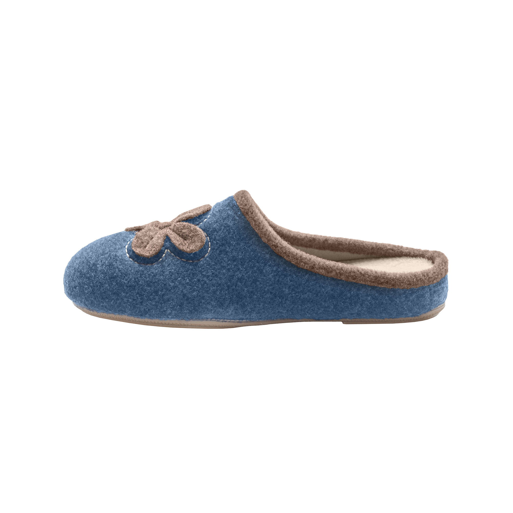 Chaussons mules fleur appliquée - largeur confort