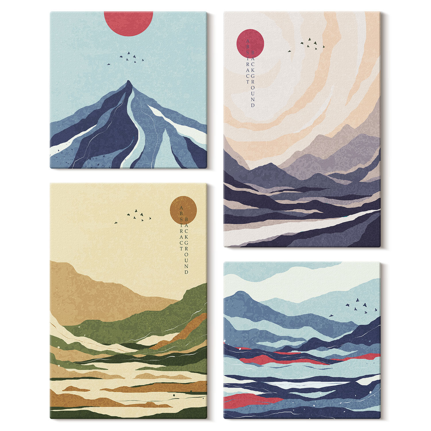 Obraz canvas 4 częściowy Góry japandi |40x40, 40x60| Wallfluent