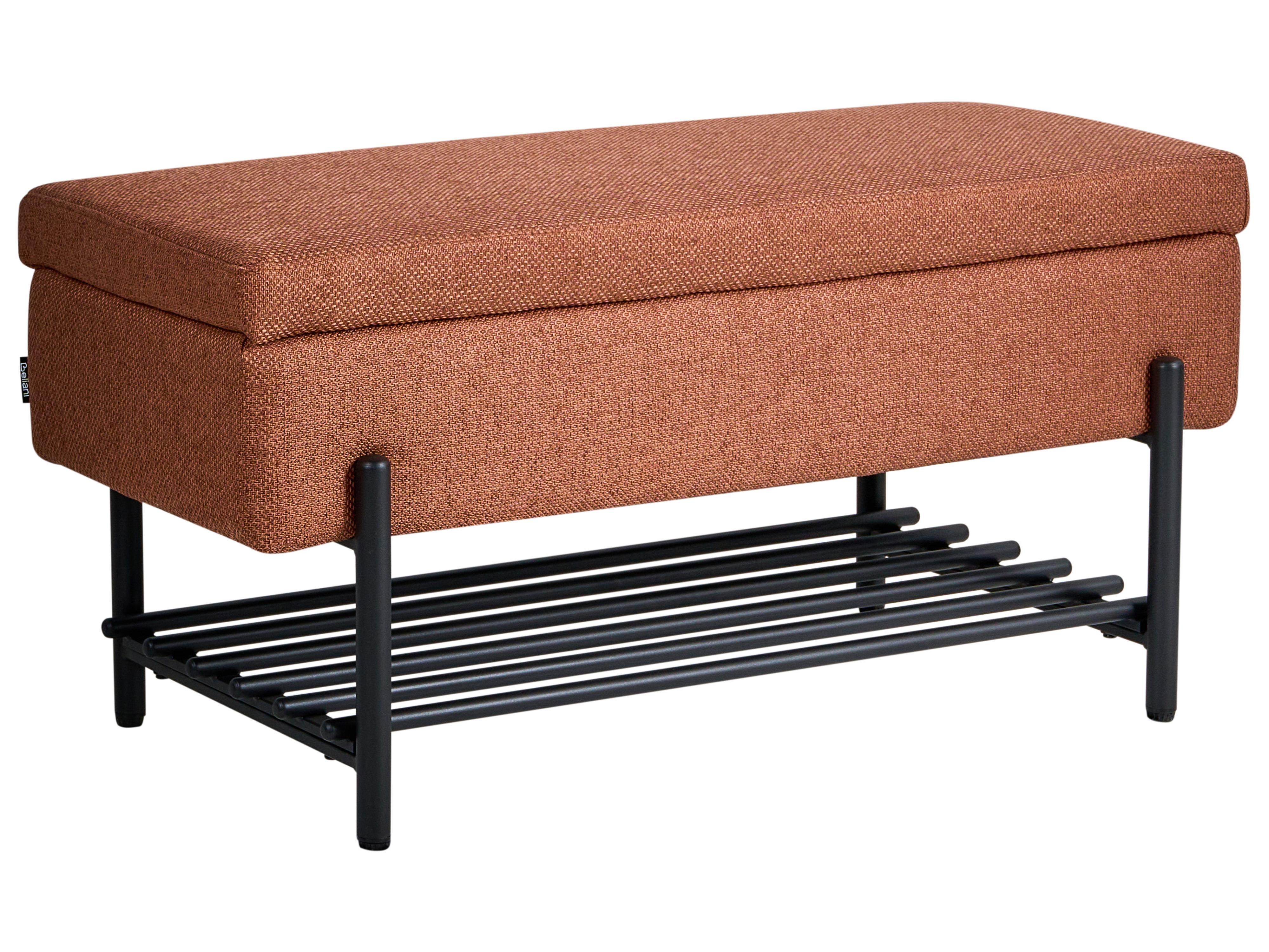 Shoe Bench SOLVANG Fabric Golden Brown with Storage