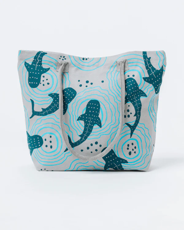 Shark Ripples Beach Tote
