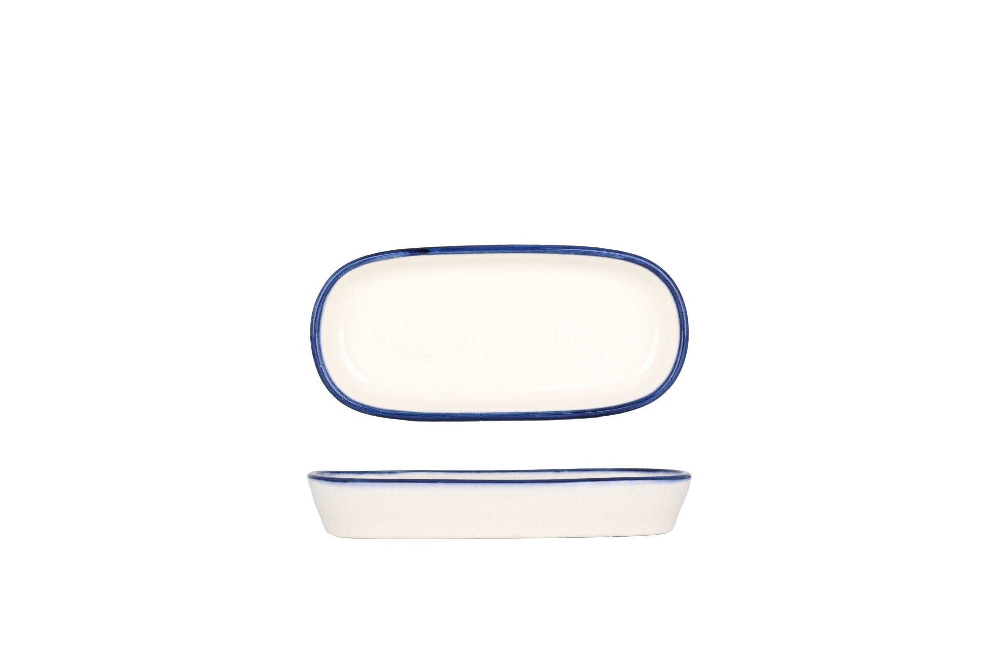 Bonna Serveerschaal - Linea Blue - Porselein - 14 cm - set van 2