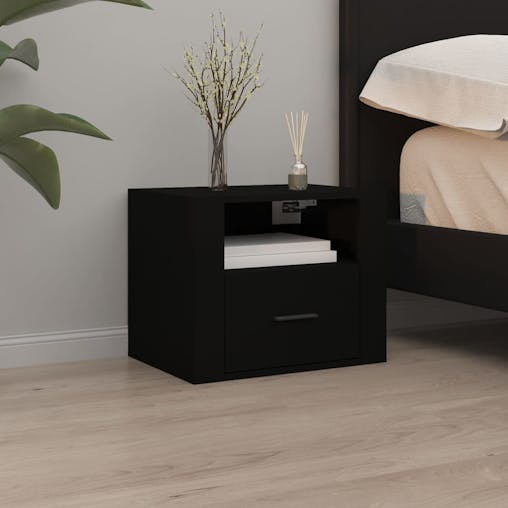 NNEVL Wall-mounted Bedside Cabinets 2 pcs Black 50x36x40 cm