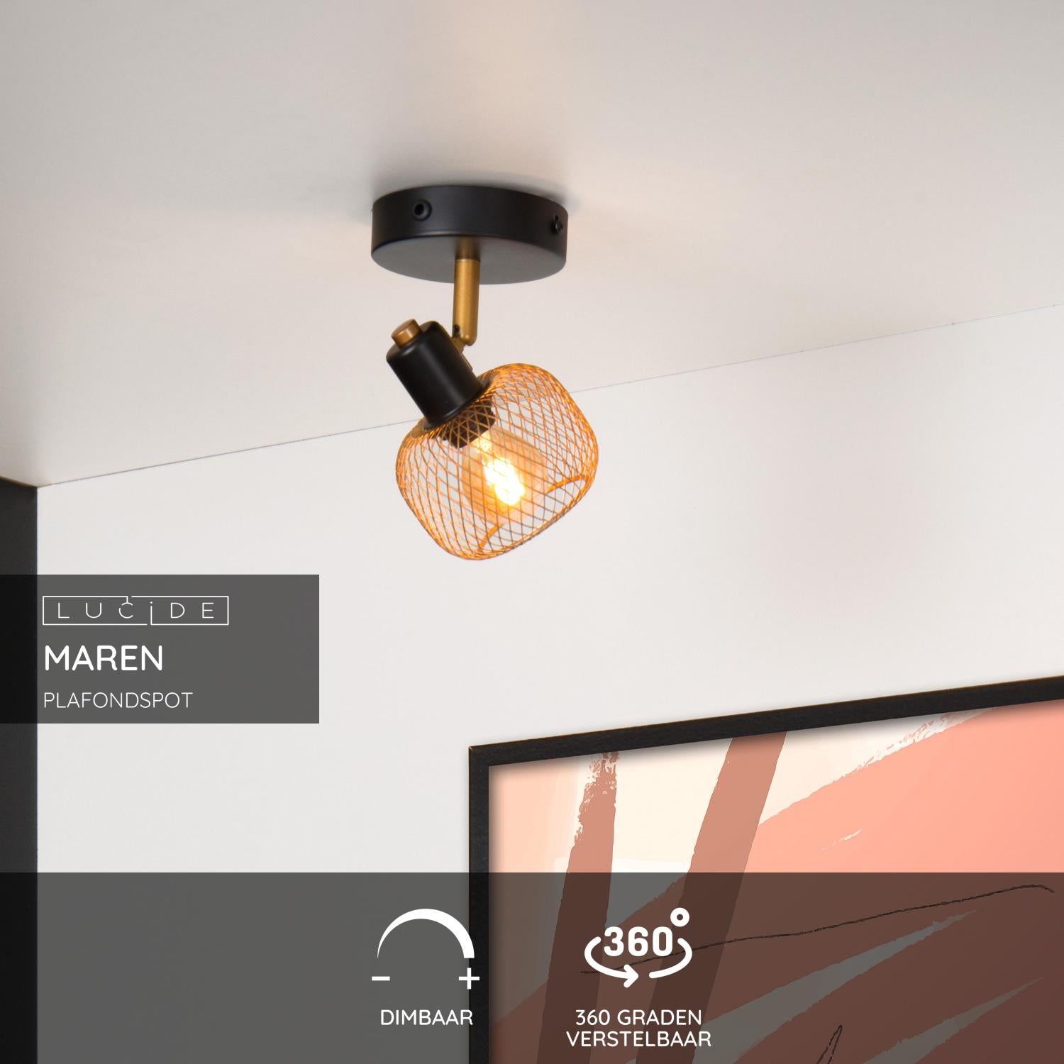 Lucide MAREN Plafondspot - Mat Goud   Messing