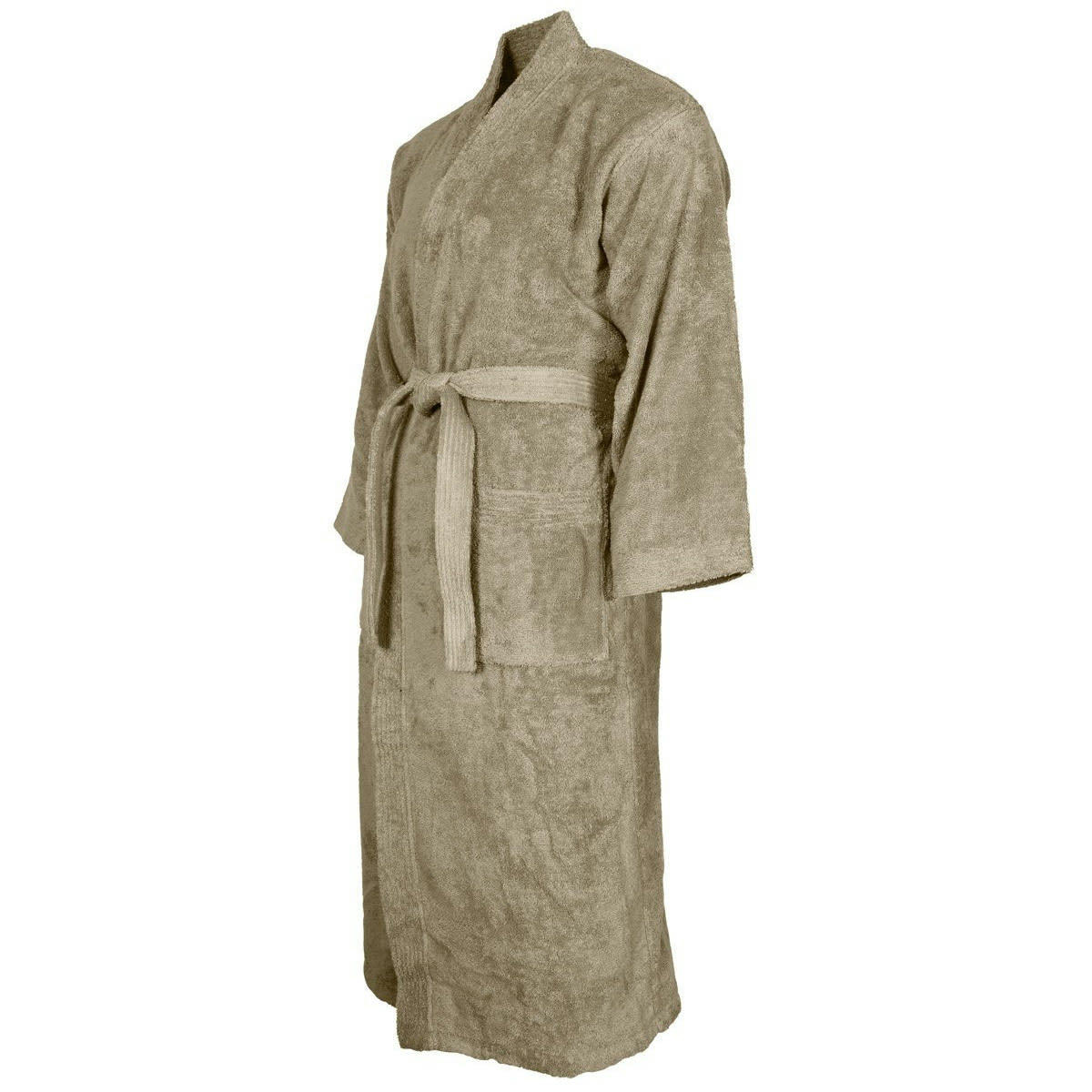 LUXURY - Peignoir col kimono en coton  Mastic S