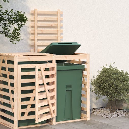 NNEVL Wheelie Bin Storage Extension Solid Wood Pine
