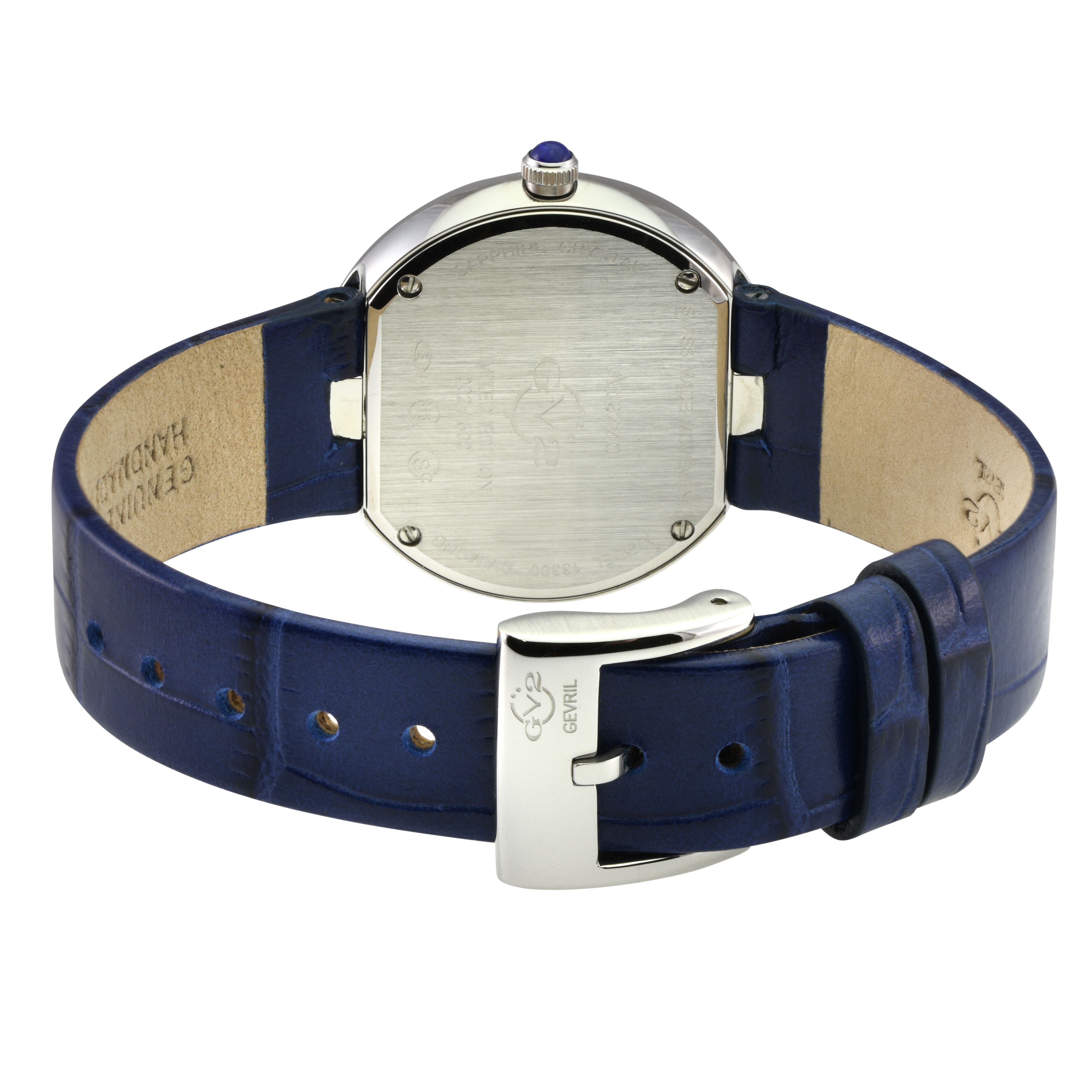 GV2 Arezzo Swiss Quartz Diamond Genuine Italian Handmade Leather Watch