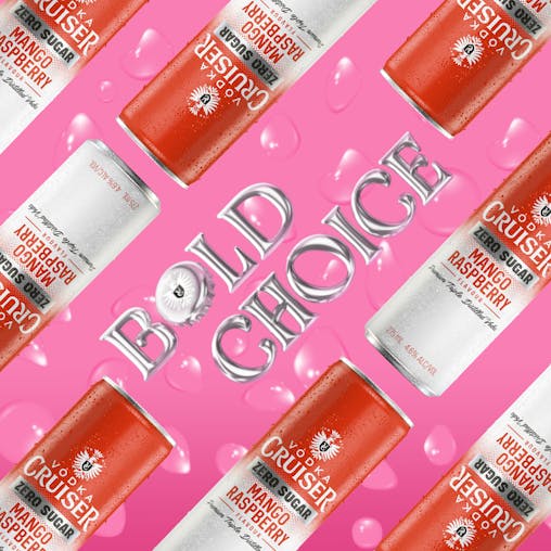 Vodka Cruiser Sugar Free Mango Raspberry, Refreshing Flavoured Pre-Mixed Vodka Drink, 4.6% ABV, 275mL (Case of 24 Cans)