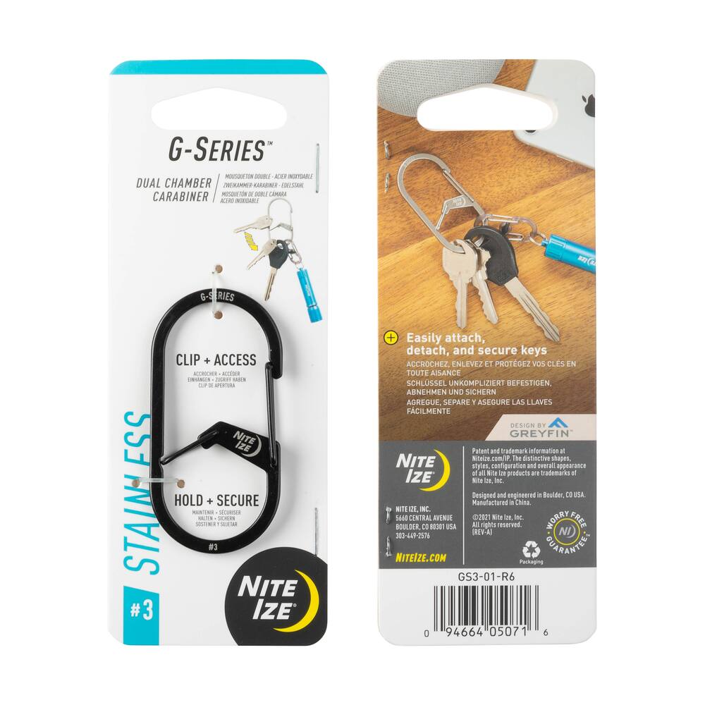 Nite Ize G-Series #3 Plastic Dual Chamber Stainless Steel Carabiner