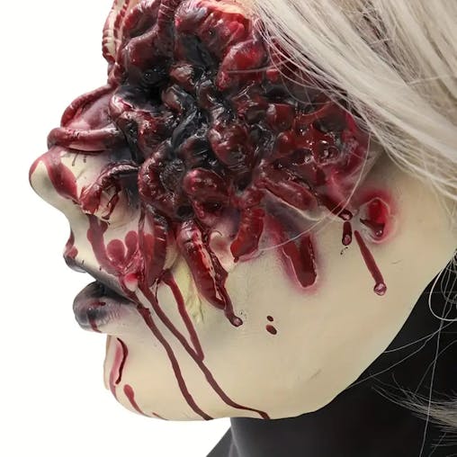 NNETM Spectral Elegance: The Haunting Beauty of a White-Haired Ghost Mask