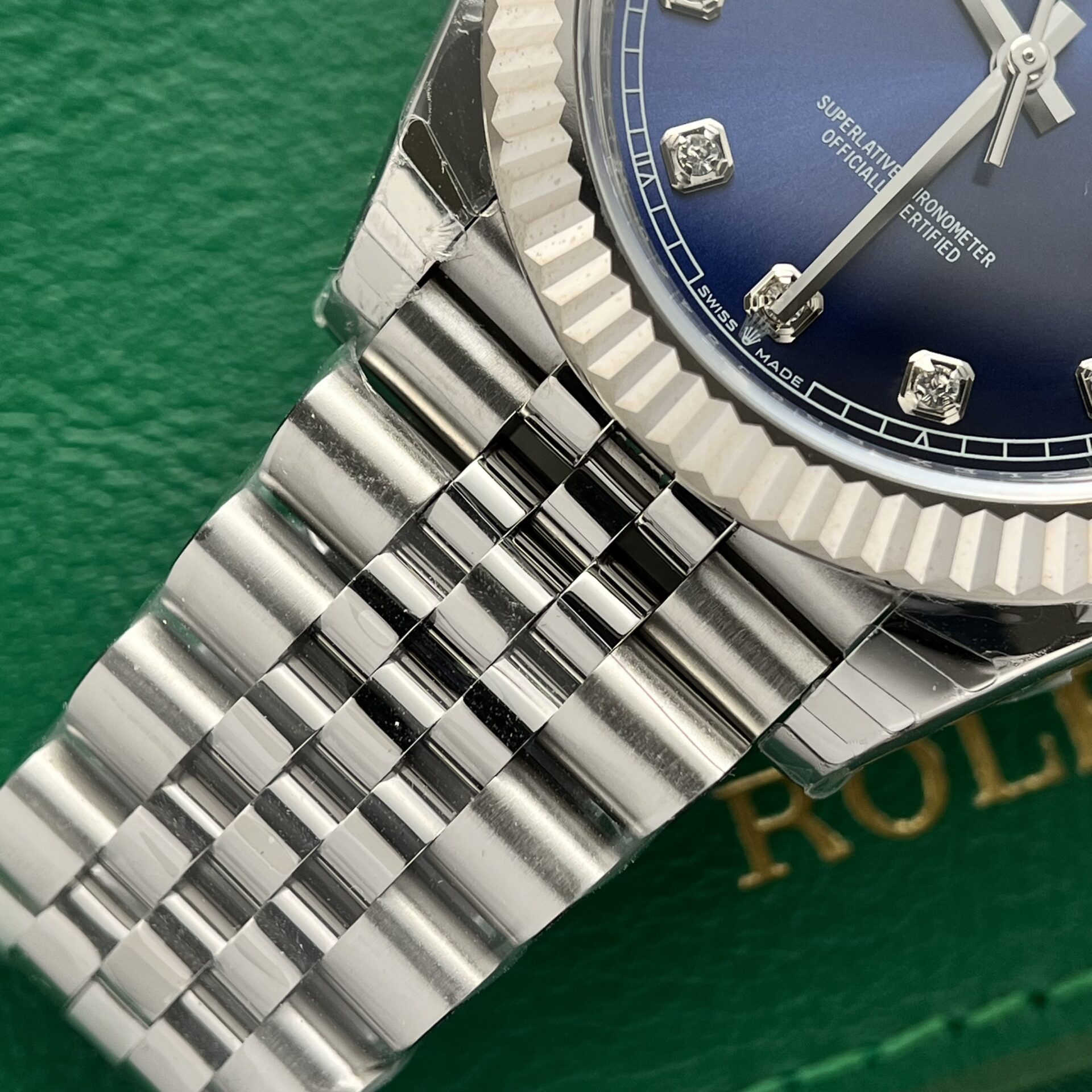 Rolex Datejust 316L Steel Blue Dial CZ Diamonds 41mm Jub EWF Replica