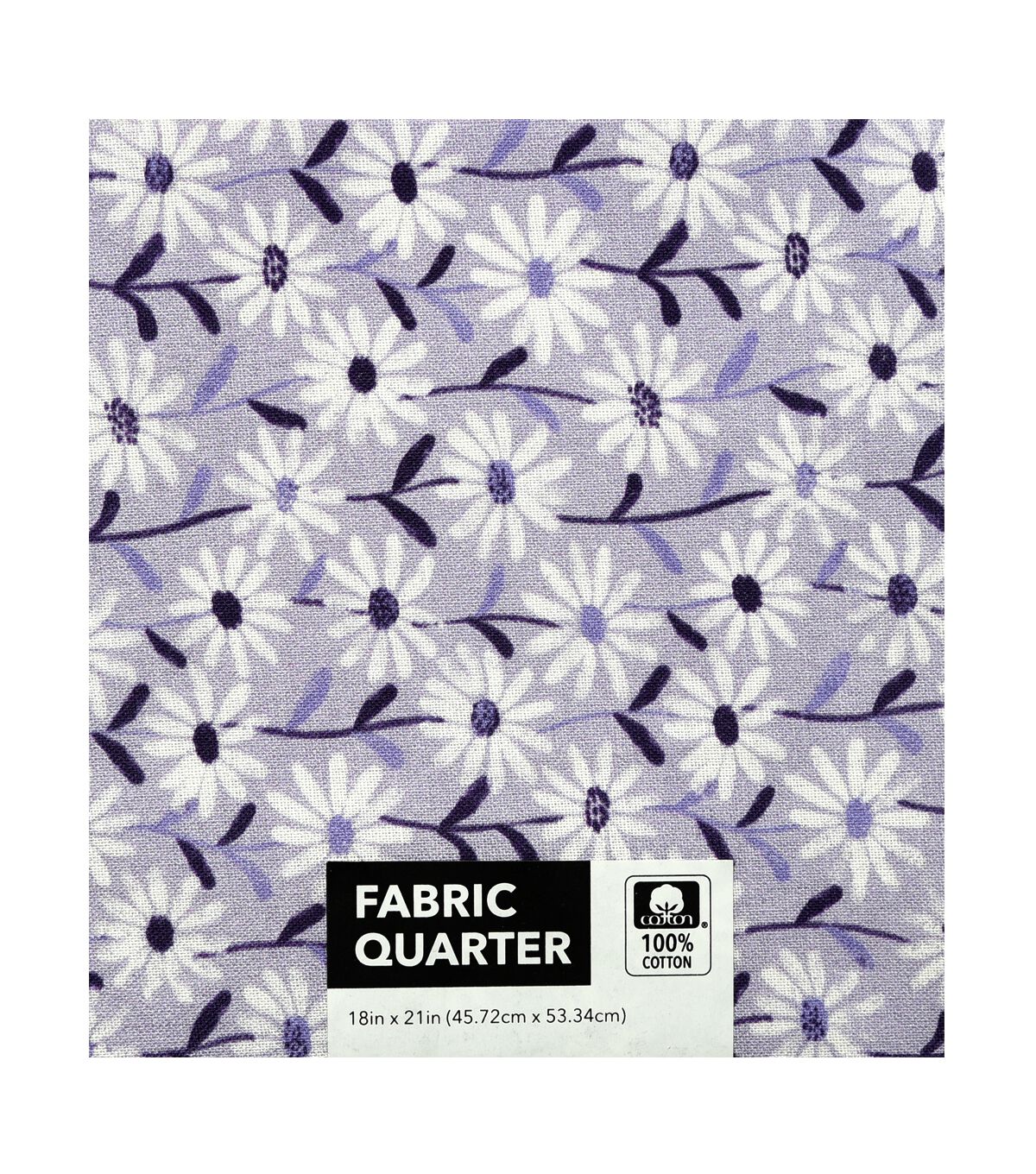 18 x 21 Daisies on Purple Cotton Fabric Quarter 1pc by Keepsake Calico