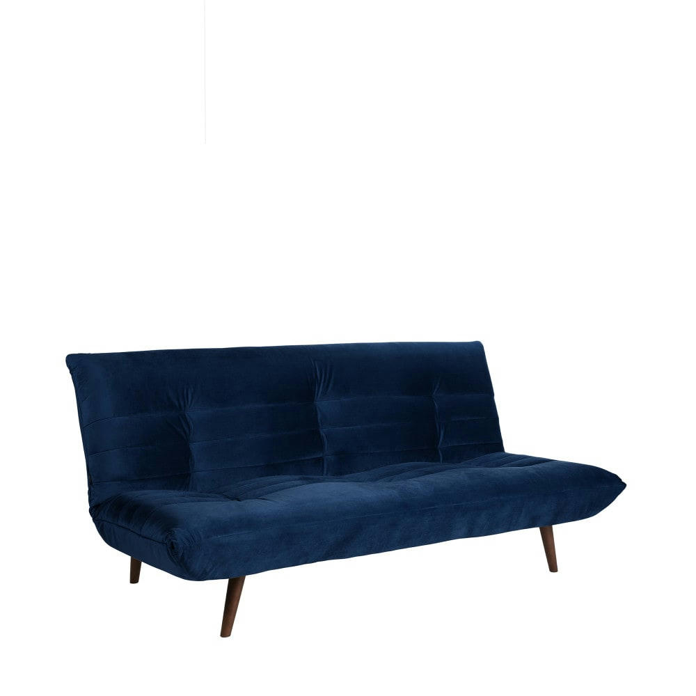 TOMMY - Canapé convertible 3 places en velours bleu marine