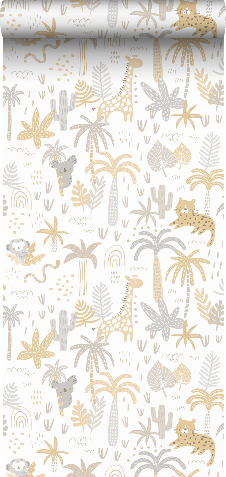 Sanders & Sanders behang jungle dieren okergeel, grijs en beige - 53 cm x 10 m - 640450