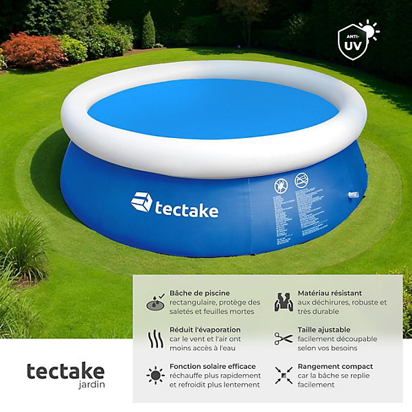 Bâche de piscine ronde et flottante diamètre de 381 cm bleu