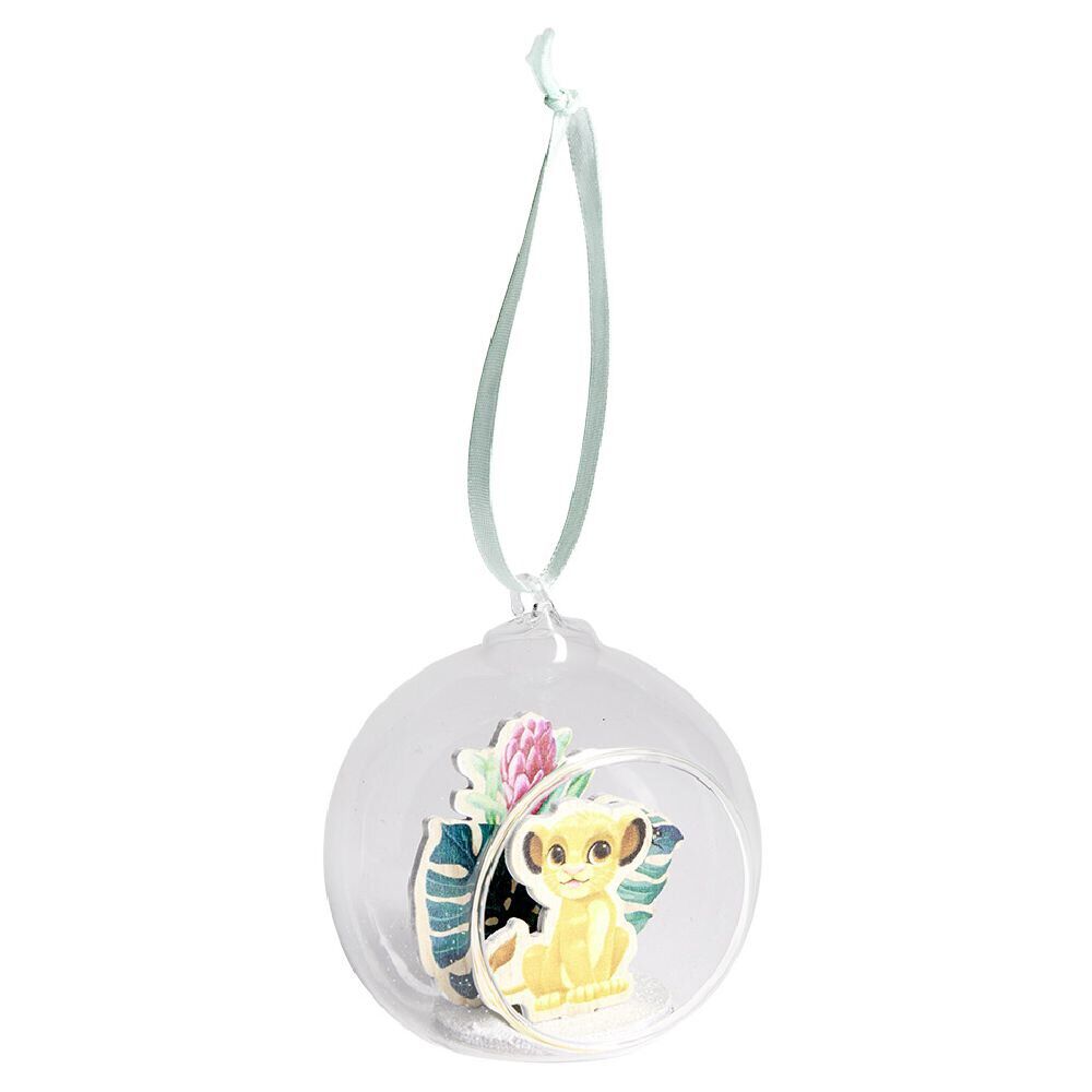 Boule de No&euml;l Disney Le Roi Lion en verre et bois Ø8cm