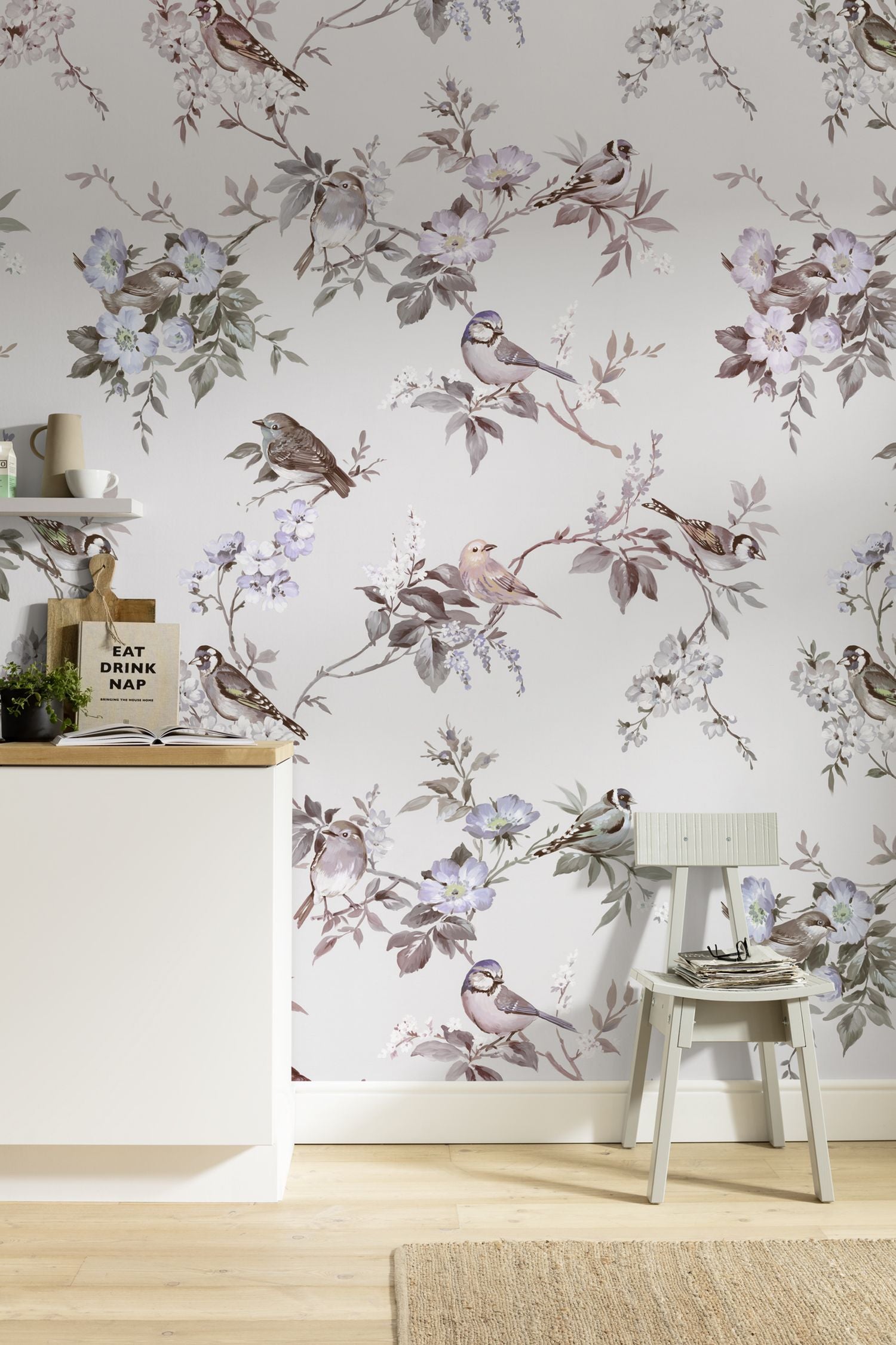 Komar fotobehang bloemen en vogels multicolor - 200 x 250 cm - 611174