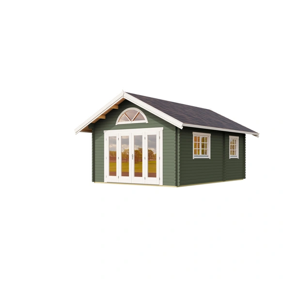 Gartenhaus »Caroline«, BxHxT: 489,9 x 330,6 x 675 cm, (Außenmaß inkl. Dachüberstand), grüngrau