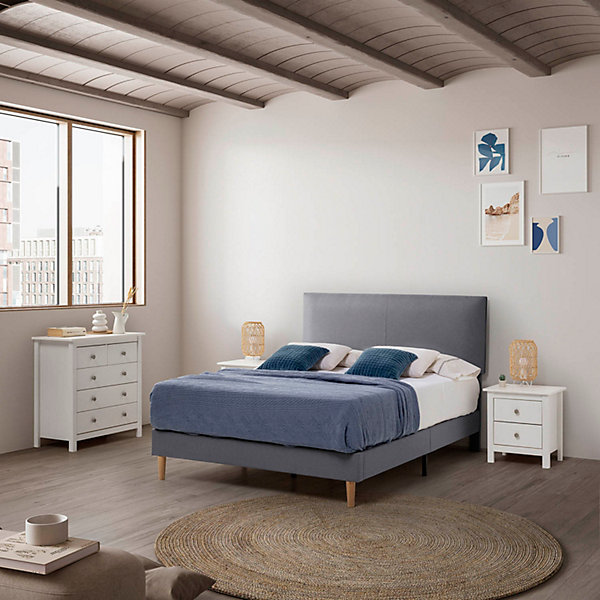Cadre de lit rembourré Lauren 30 cm, 140 x 190 cm, Gris foncé