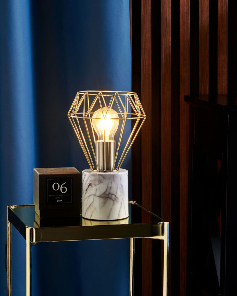 Lampa stołowa nocna metalowa złota