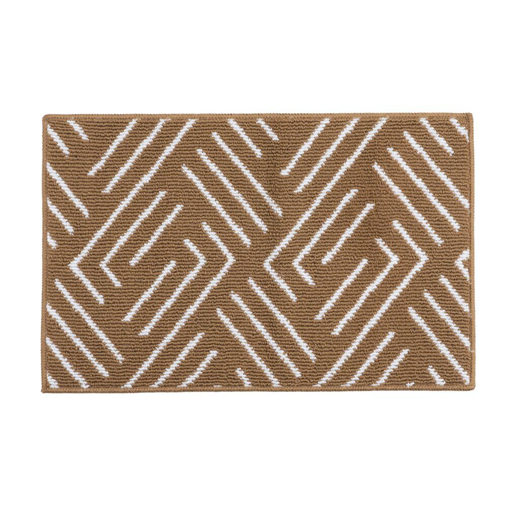 Tapis d'entrée bouclette marron et beige 50x80cm