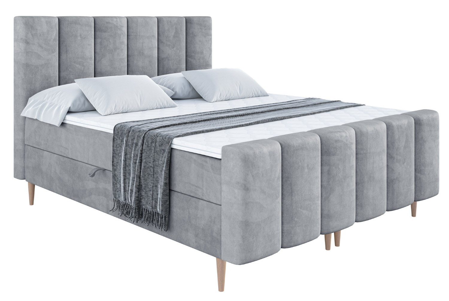 Łóżko kontynentalne - pojemnik, materac, nóżki BOXI1-FD-Z 120x200 cm
