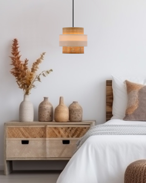 Lampa wisząca Rattan rattan czarna 1xE27x40W wym:100x20x20cm IP20 Candellux