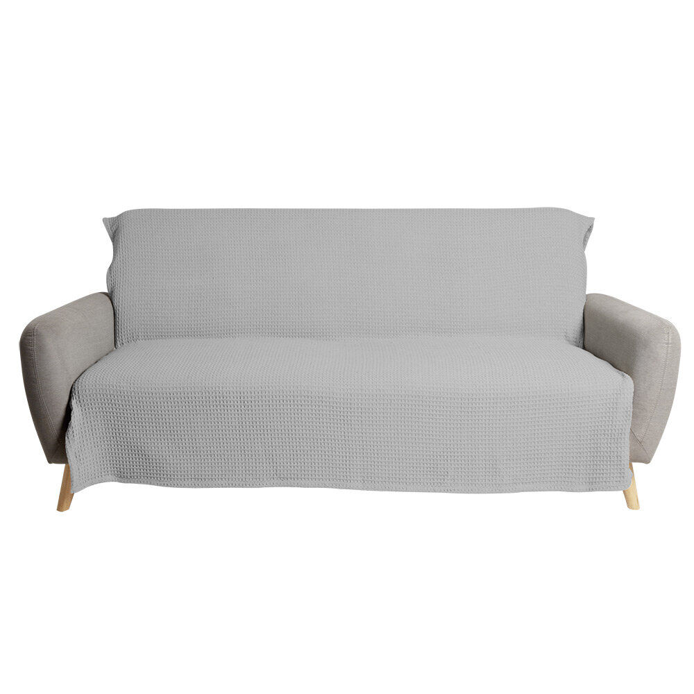 Jeté de canapé 170x250cm polycoton gaufré gris
