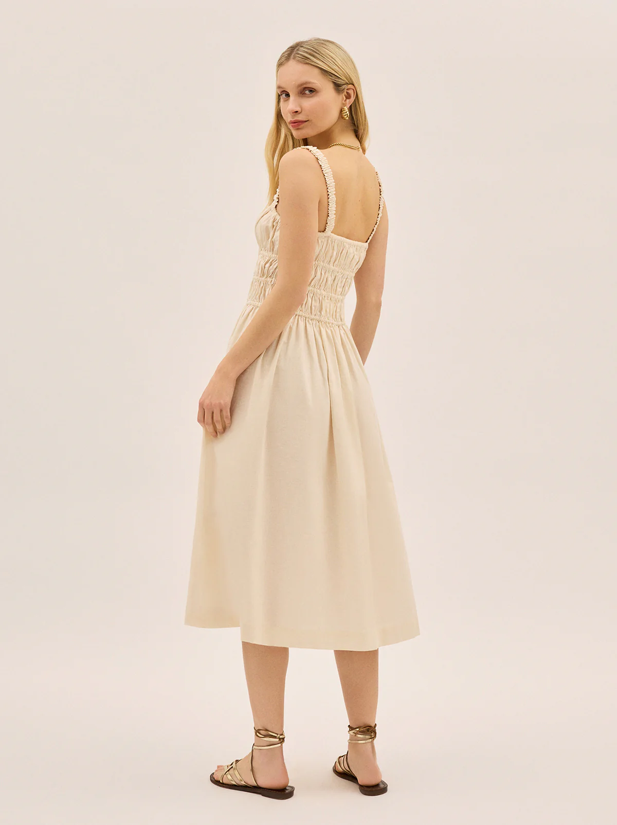 Arya Ivory Cotton Linen Dress