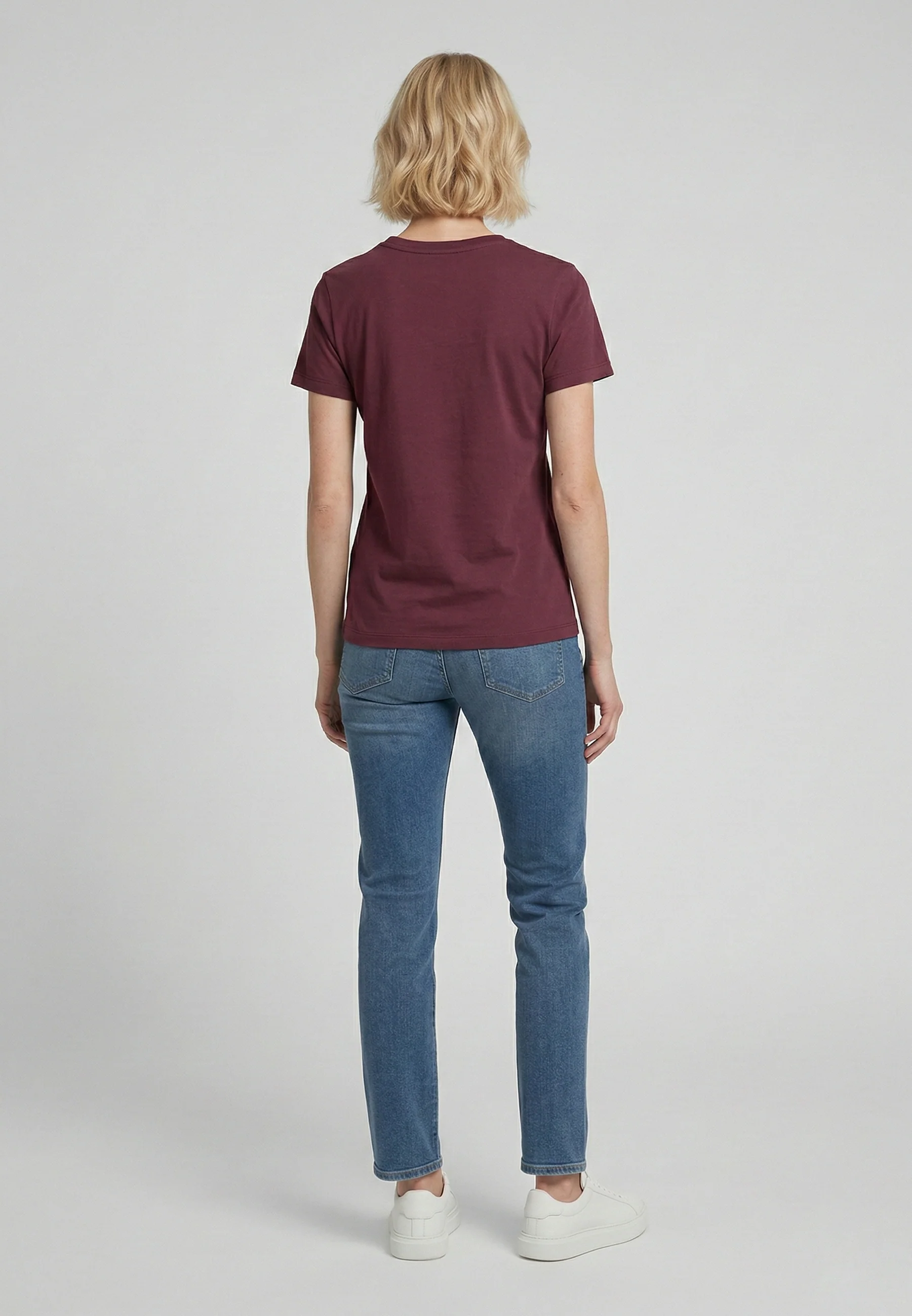 T-shirt manches courtes slim rouge bordeaux coton stretch FRANK