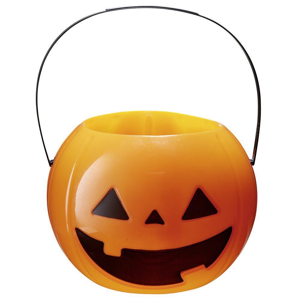 Seau à bonbons Halloween citrouille orange et noir