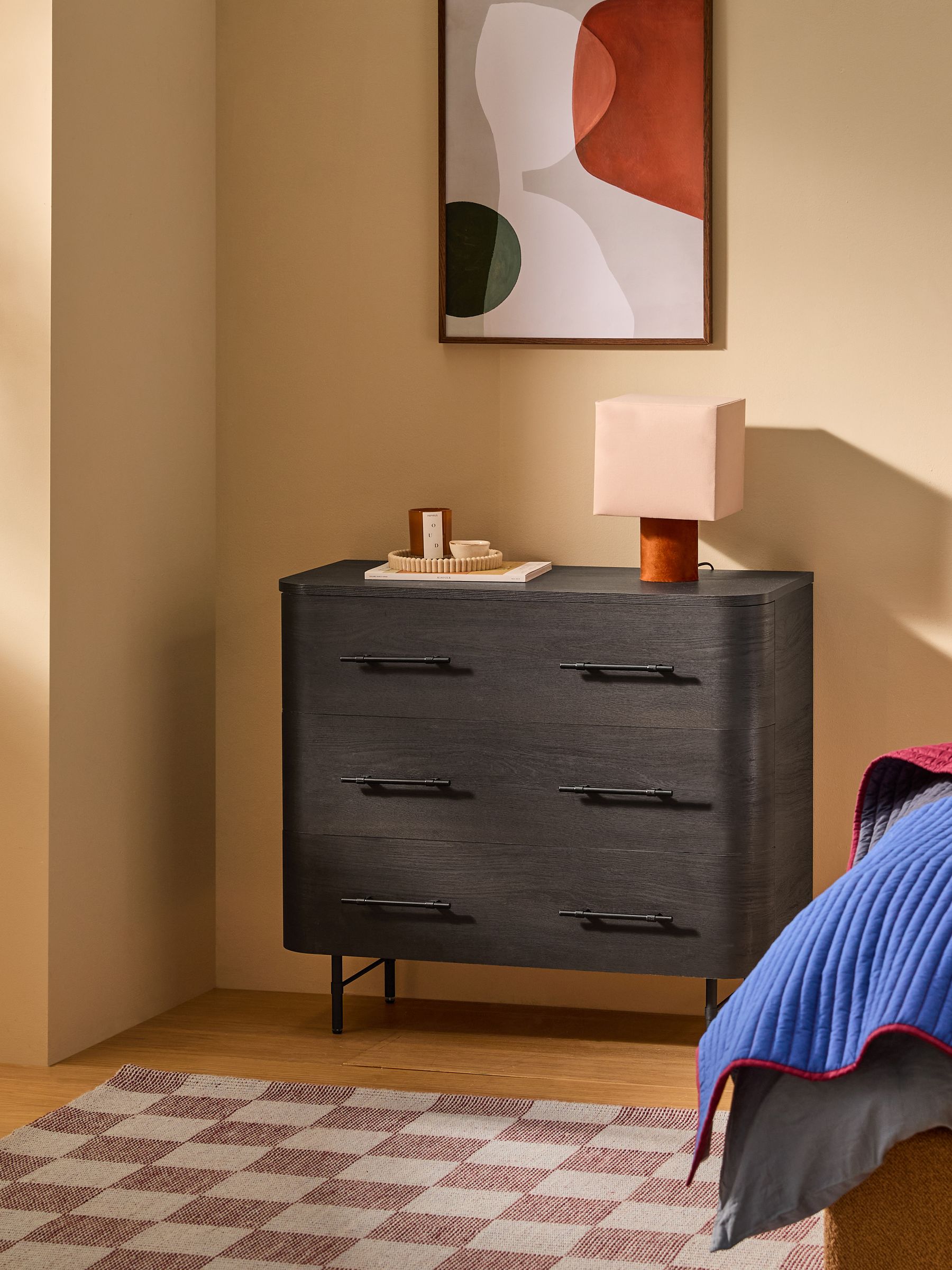 Dark Oak Effect Zeke 3 Drawer Chest of Drawer