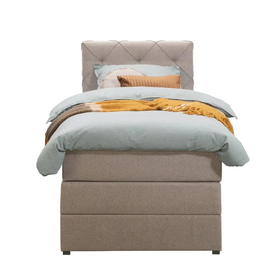 Boxspring met opbergruimte Liv geruit - beige - 90x200 cm
