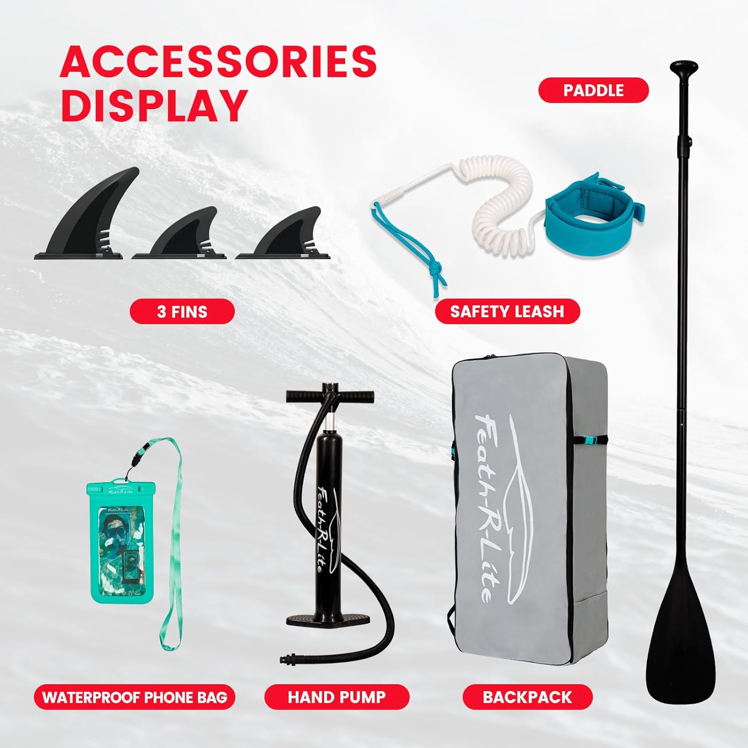 FunWater Aufblasbares Stand Up Paddle Board Surfbrett SUP Komplettes Paddleboard Zubehör Verstellbares Paddel, Pumpe, ISUP Reiserucksack, Leine, wasserdichte Tasche, Erwachsene Paddelboard