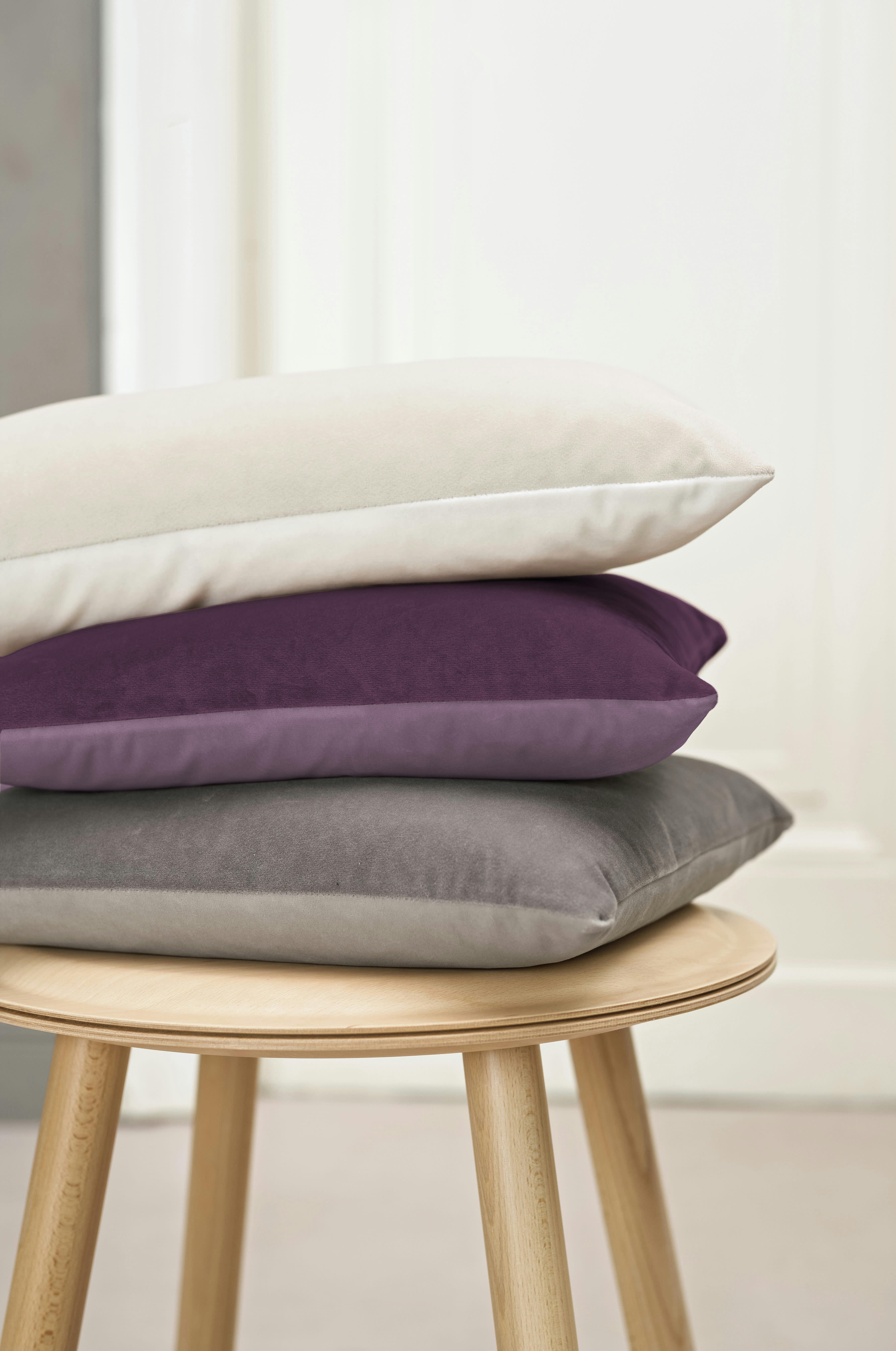 SAMT UNI - Housses de coussin velours bicolore bordeaux rose- Lot de 2- 50x50