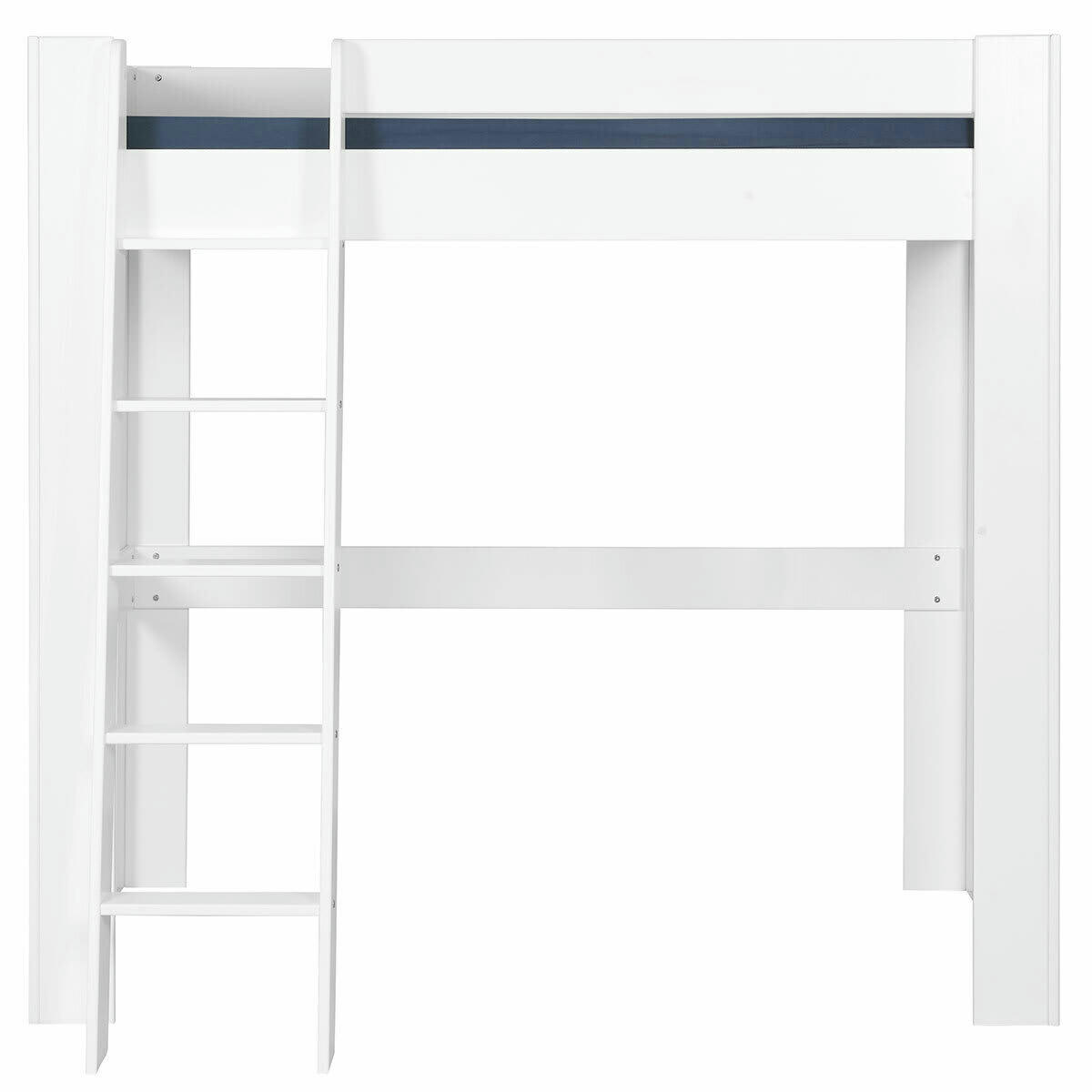 ALI - Pack lit mezzanine avec bureau et matelas 90x190 cm bois massif blanc