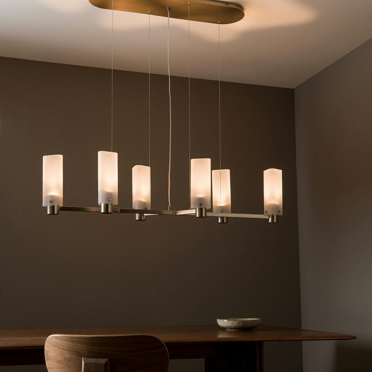 Suspension verre/acier, Strozzi, design E.Gallina&