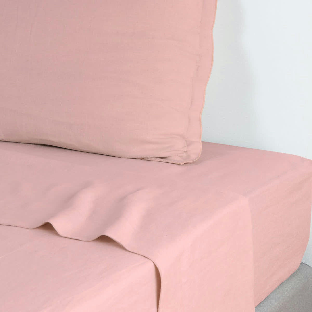 HORTENSE - Drap plat lin lavé  240x300 rose