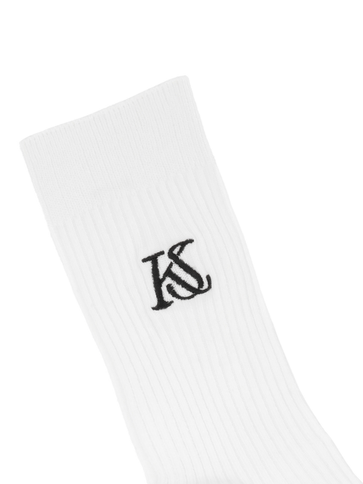 White ribbed socks with KAZAR STUDIO logo