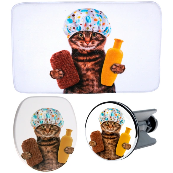 Bad-Accessoire-Set »Shower Cat«, 3-teilig