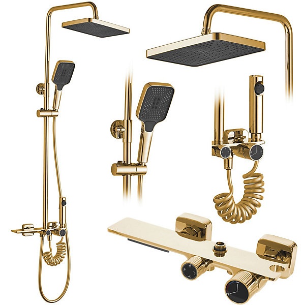Kit De Douche Rea Helix Gold 38X30X114,5Cm