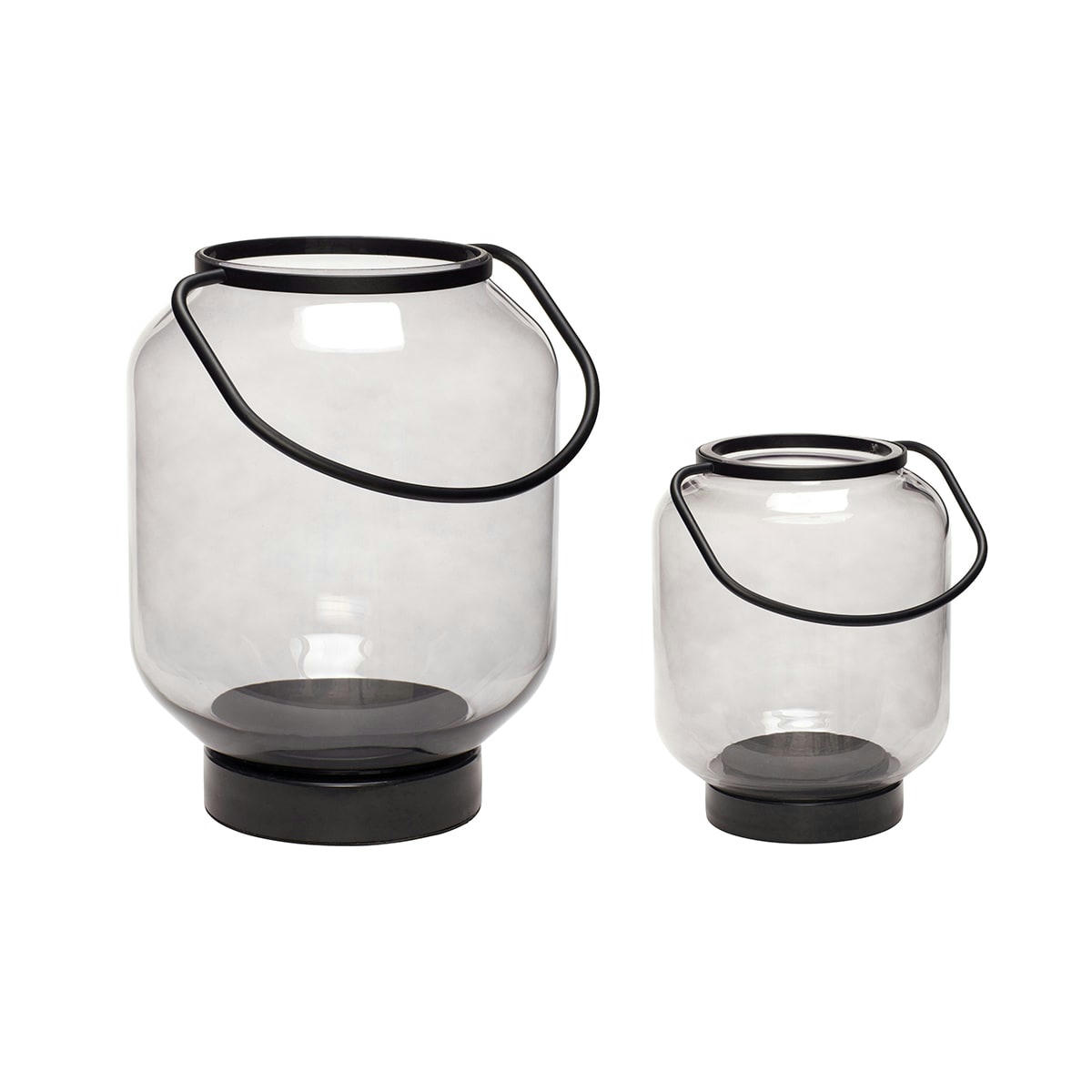 LUMINIOUS - Lanterne en verre et métal noir (x2)