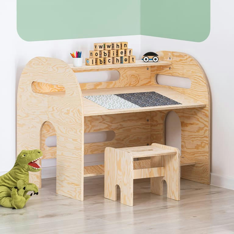 TANYA - Bureau avec tabouret naturel