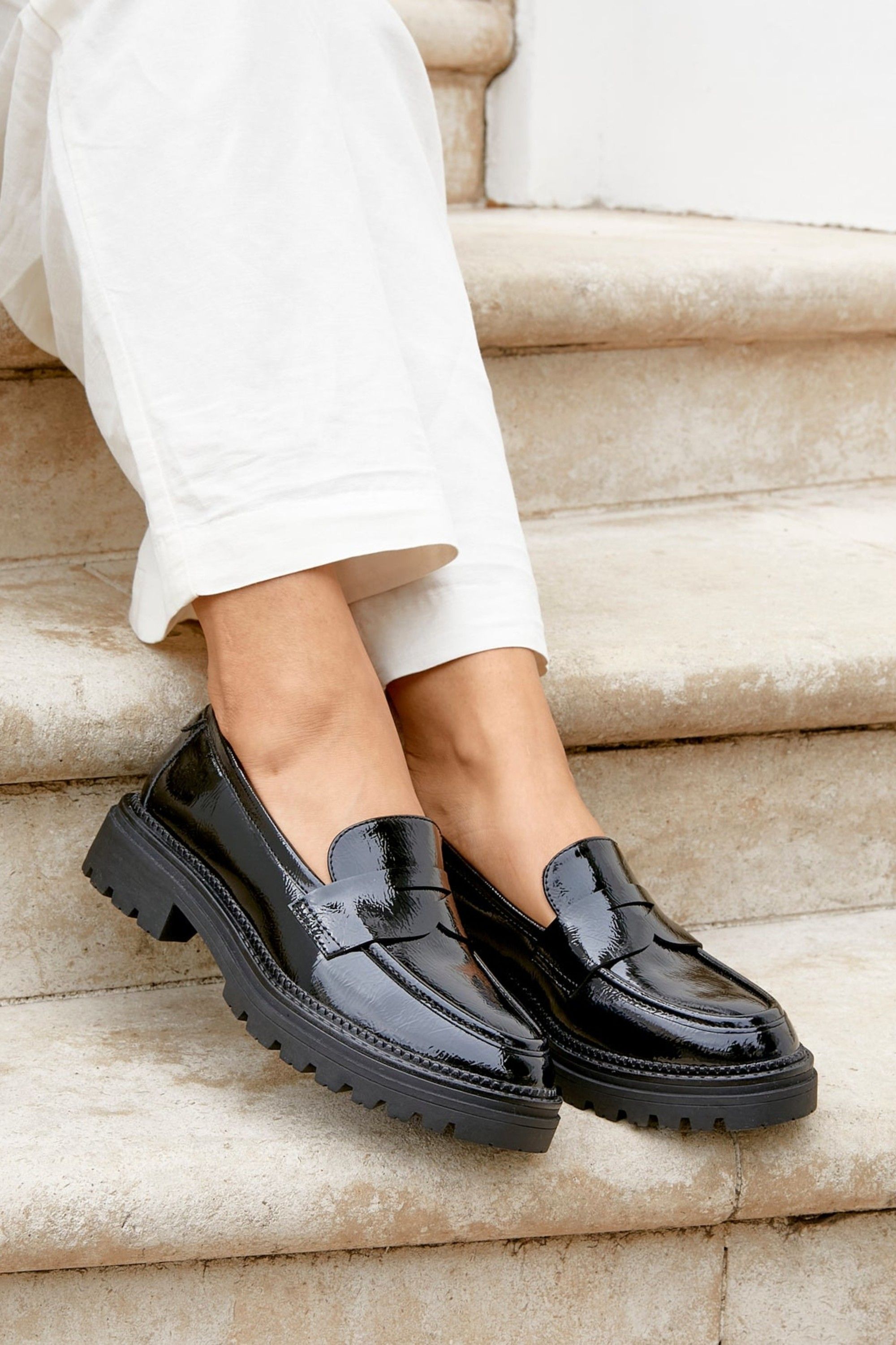 Linzi Lesson Black Patent Chunky Loafers