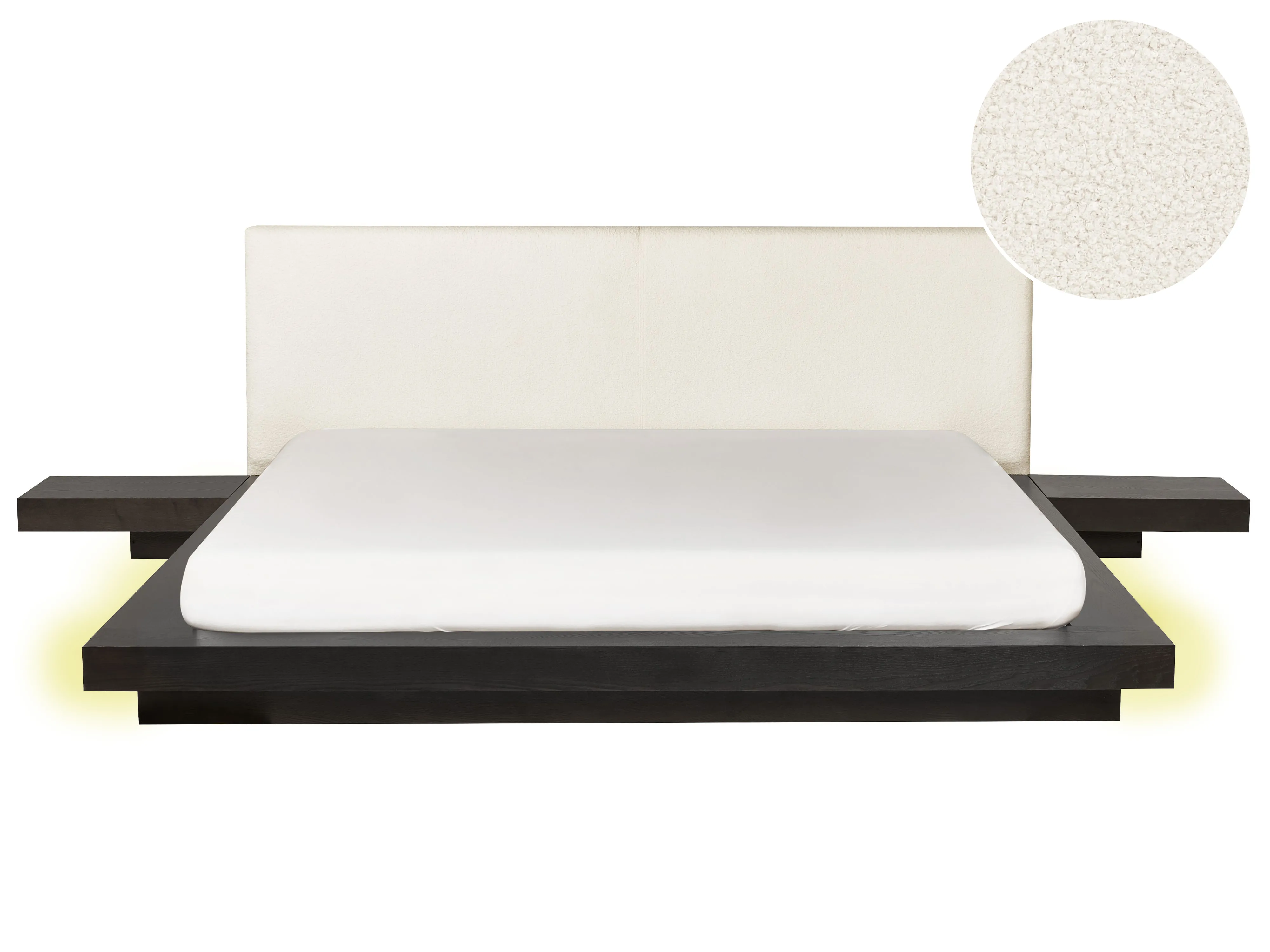 Bed with LED Boucle ZEN 180 x 200 cm (EU Super King) LED Dark Ash Wood
