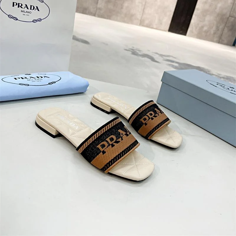 Prada Logo EmbroideryFashion Sandals Slide Sandal