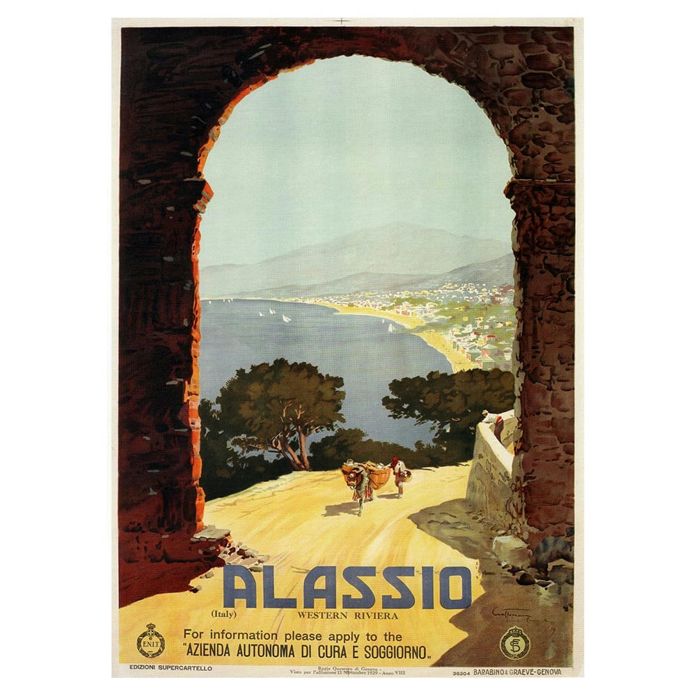 - Tableau affiche touristique vintage Alassio 50x70cm