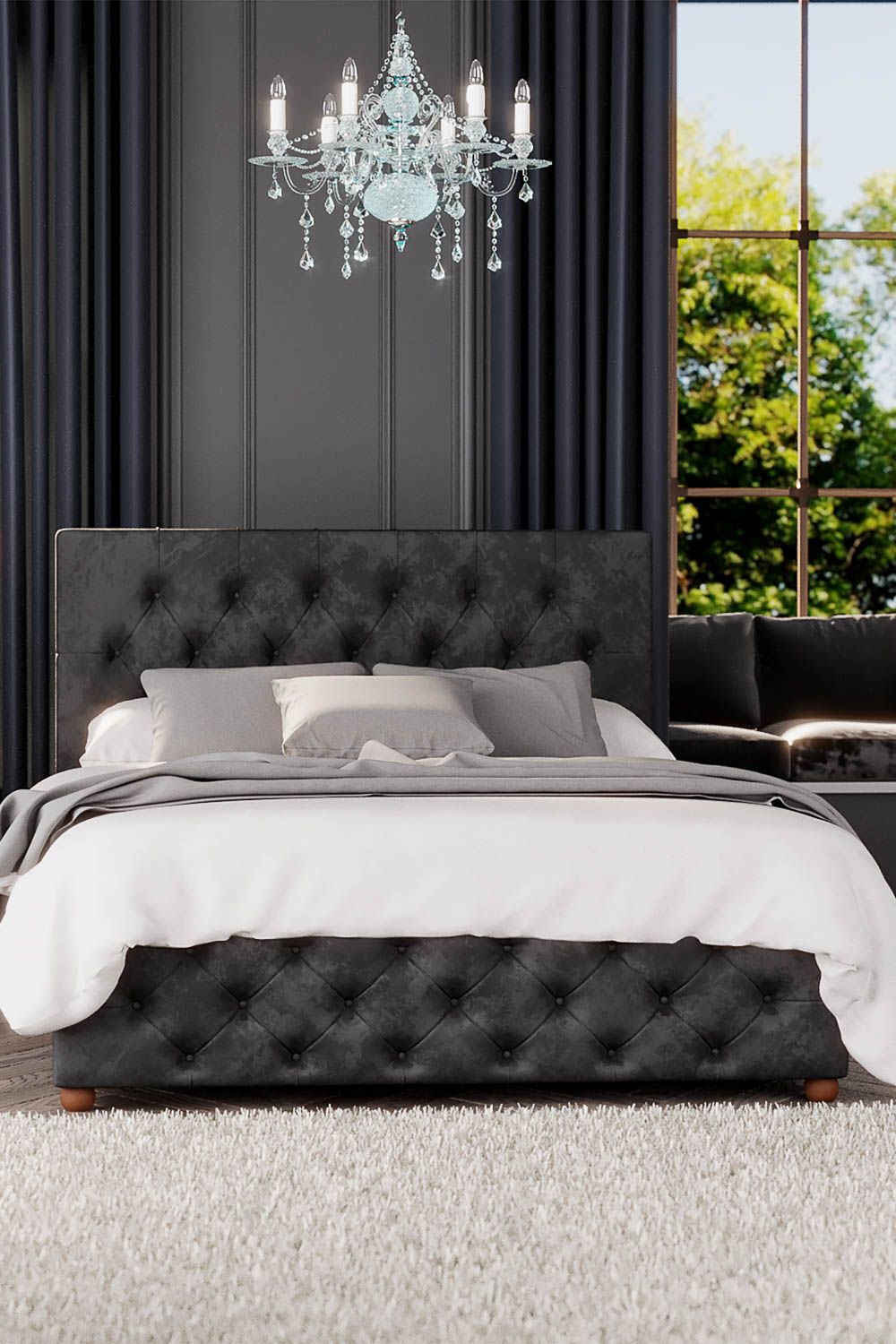 Laurence Llewelyn-Bowen Luna Ottoman Storage Bed in Mirazzi Velvet Fabric, Custom Made