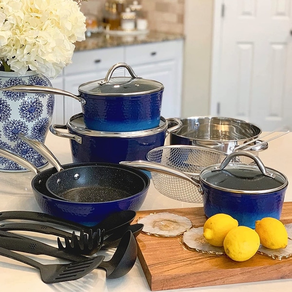Kitchen Academy Nonstick Granite-Coated 12/15-piece Cookware Set